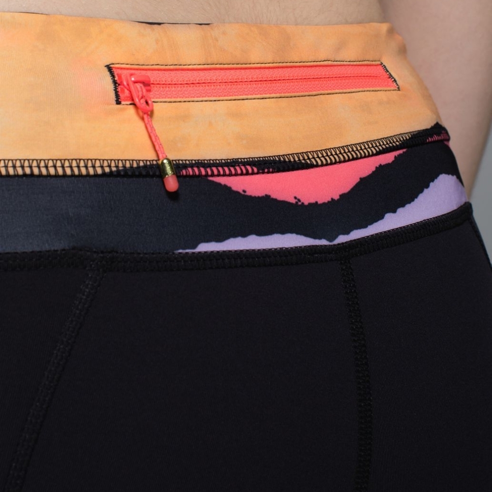 EUC 💎 Lululemon Run:Inspire Crop II *Block-It Pocket Black/Bleacher Stripe SZ 6 - Picture 4 of 10
